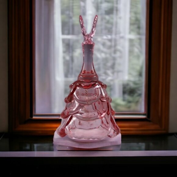 Vintage Fenton Handmade Dusty Rose Draped Pattern Butterfly Glass Bell #9265-DK - Picture 4 of 6